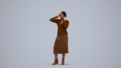 3D people model woman casual standing, scanned human for 3ds Max rendering, standing pose render
