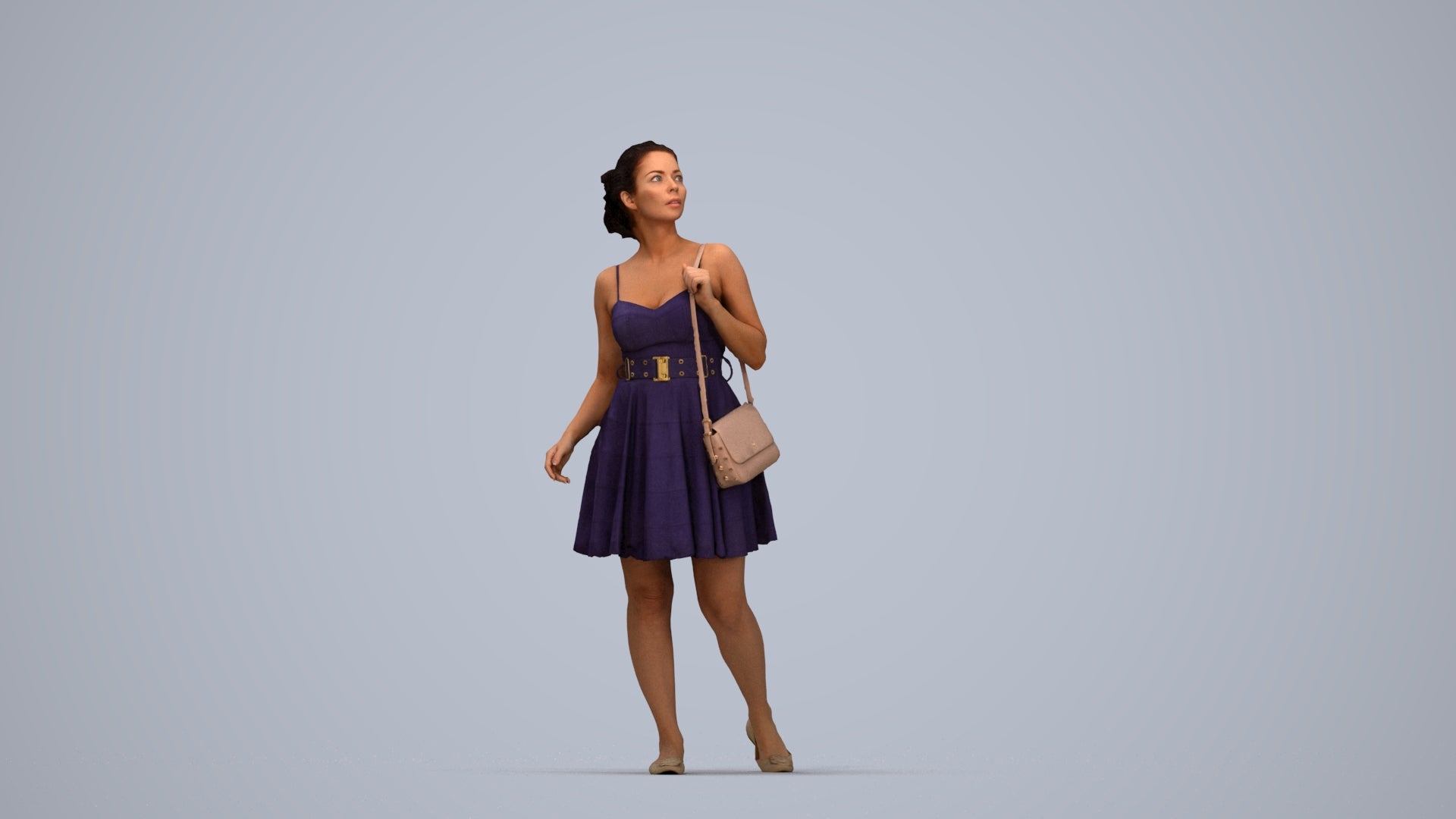 realistic 3D woman formal formalaffairs, scanned archviz people for Blender and 3ds Max, top-down view render