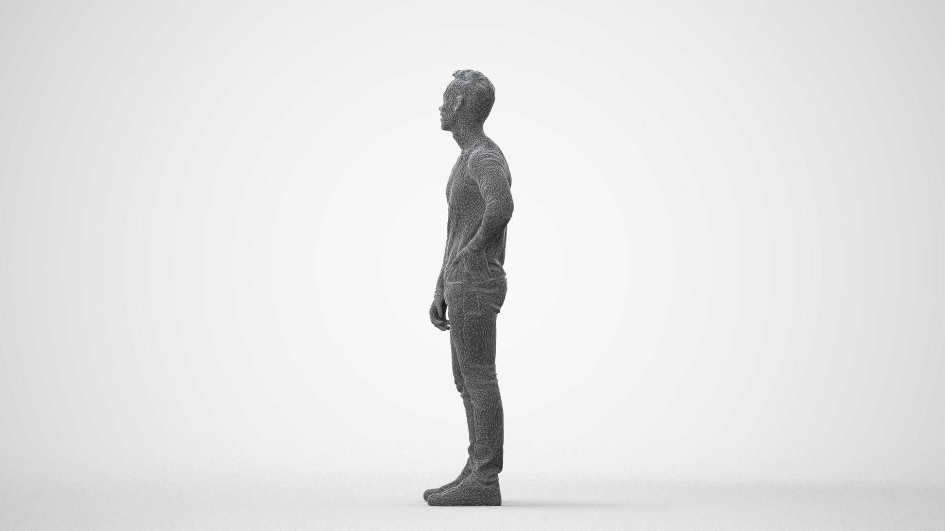 realistic 3D man casual standing, scanned archviz people for Blender and 3ds Max, square thumbnail