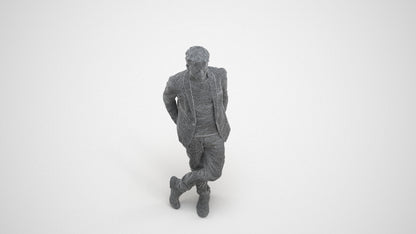 realistic 3D people man casual standing, render-ready for V-Ray and Corona, FBX OBJ, wireframe three-quarter view