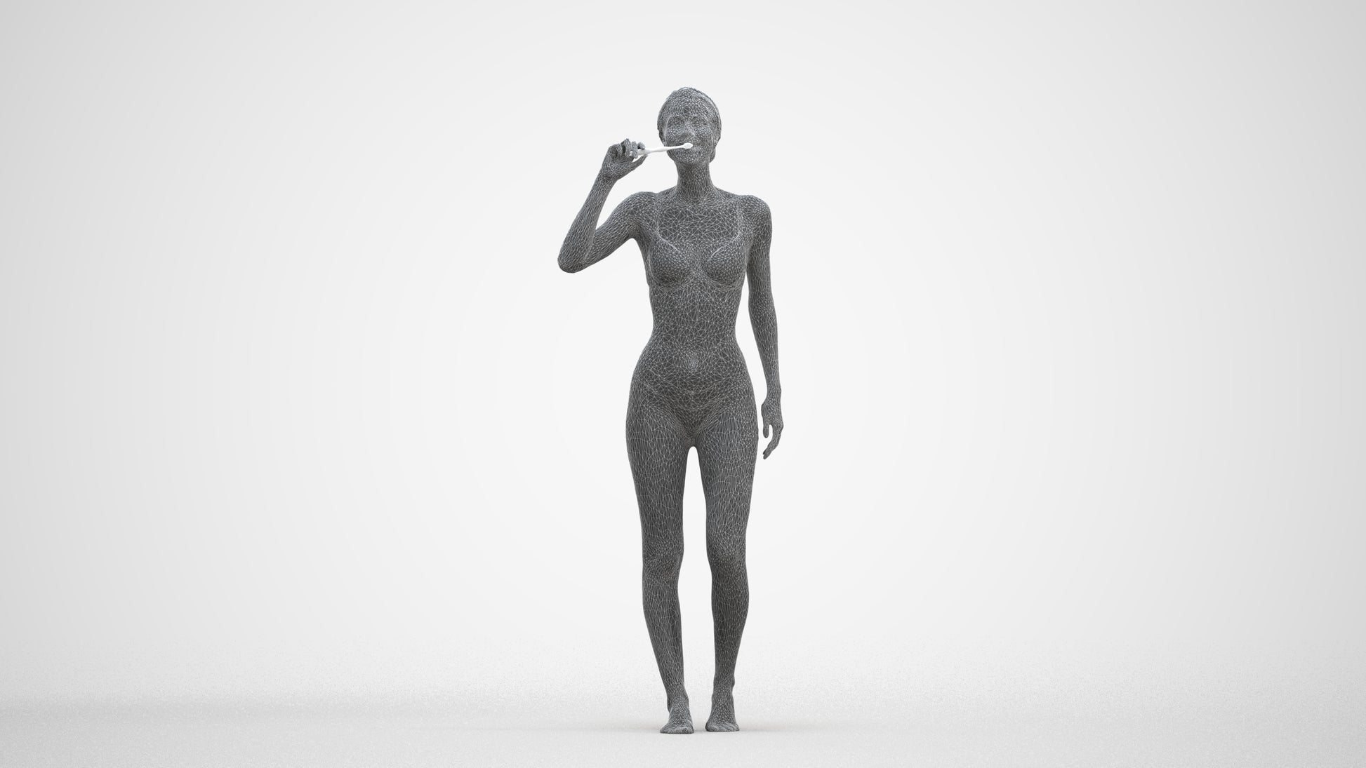 realistic 3D human woman bathroom, archviz people FBX OBJ for Blender, three-quarter front view render