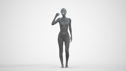 realistic 3D human woman bathroom, archviz people FBX OBJ for Blender, three-quarter front view render