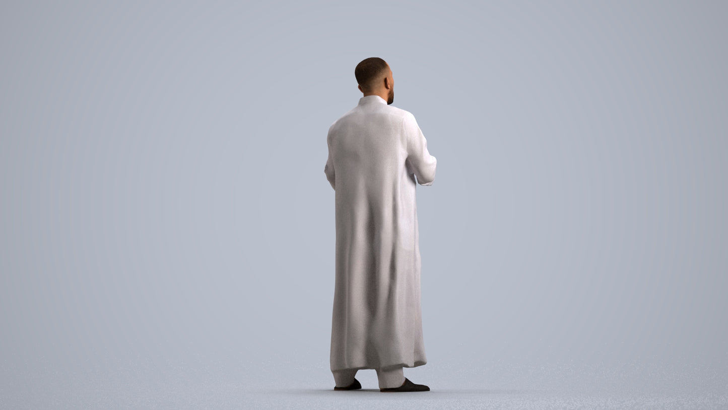 realistic 3D human man standing, archviz people FBX OBJ for Blender, front view render