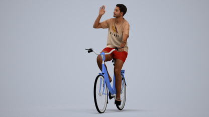 realistic 3D human man casual cycling, archviz people FBX OBJ for Blender, standing pose render
