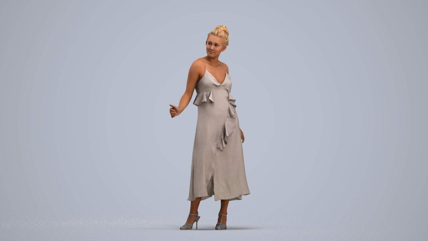 3D people model woman formal door, scanned human for 3ds Max rendering, standing pose render