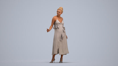 3D people model woman formal door, scanned human for 3ds Max rendering, standing pose render