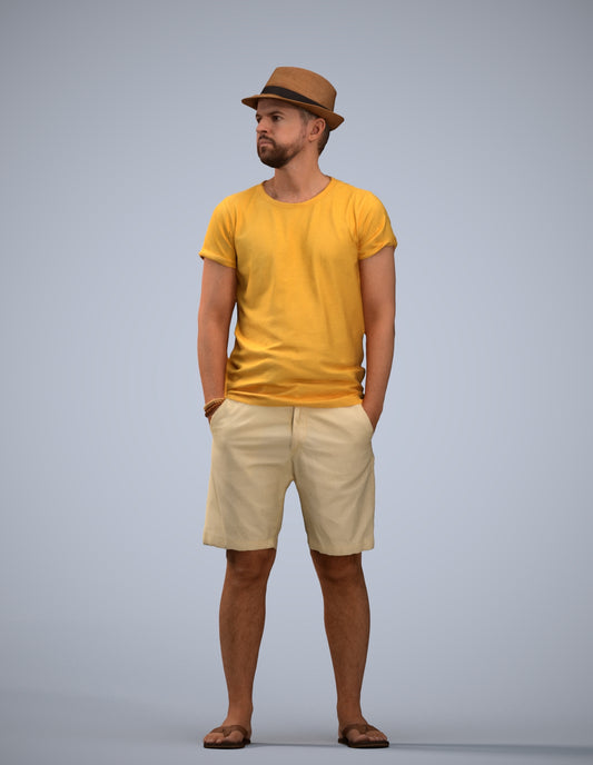 3D scanned man standing casual, photorealistic archviz people for Enscape and SketchUp
