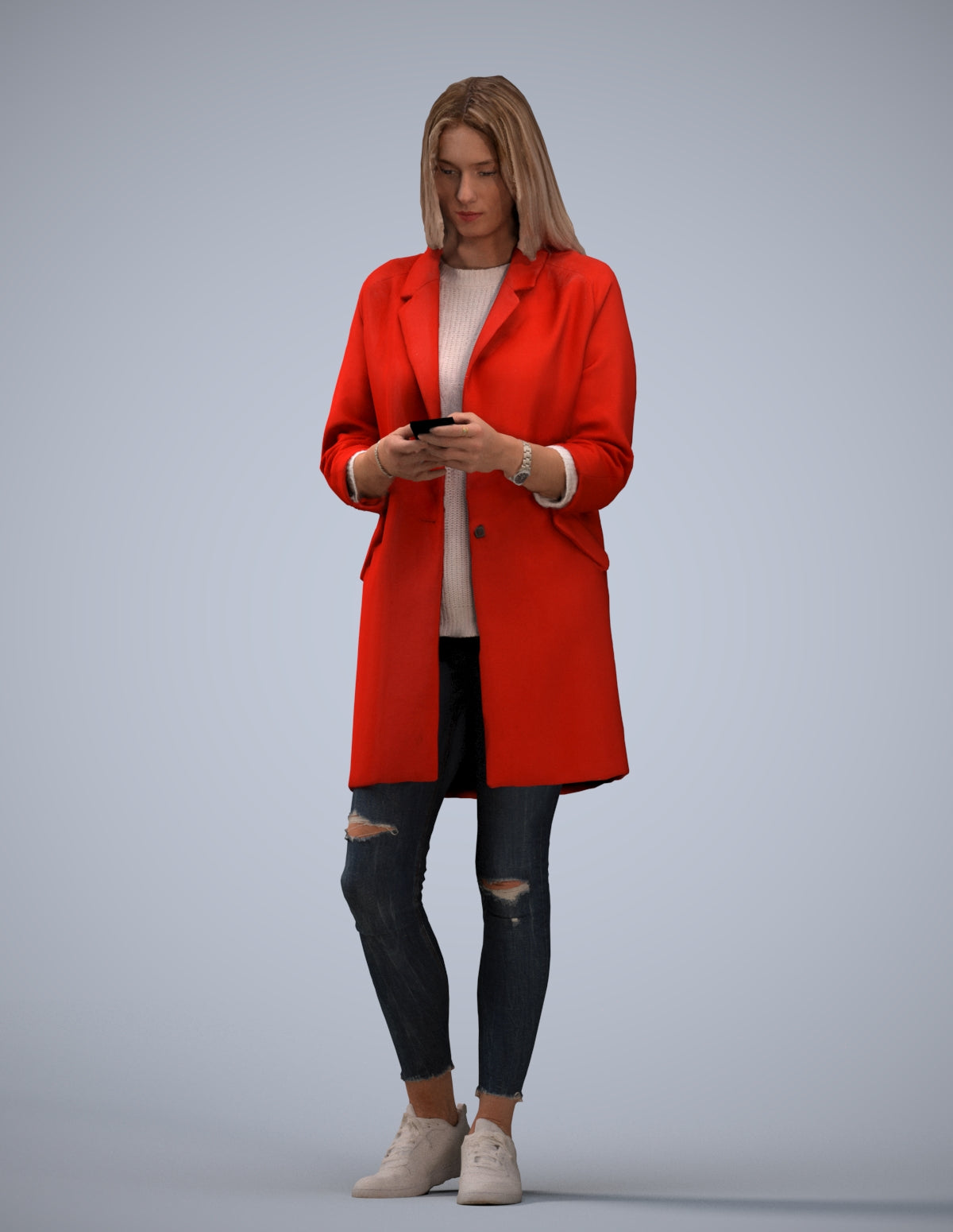 photogrammetry 3D woman casual standing, realistic human model archviz FBX