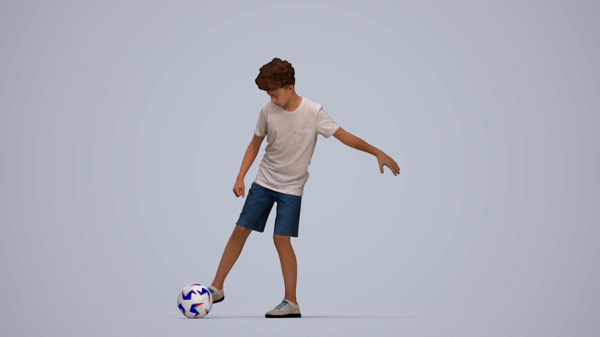 realistic 3D boy sport kids, scanned archviz people for Blender and 3ds Max, top-down view render