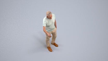 realistic 3D human senior man casual door, archviz people FBX OBJ for Blender, back view render