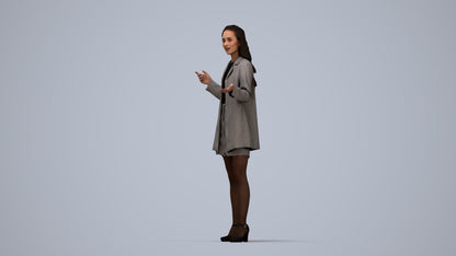 realistic 3D woman business, scanned archviz people for Blender and 3ds Max, top-down view render