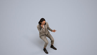 3D human model woman business, photogrammetry scanned person for archviz, back view render