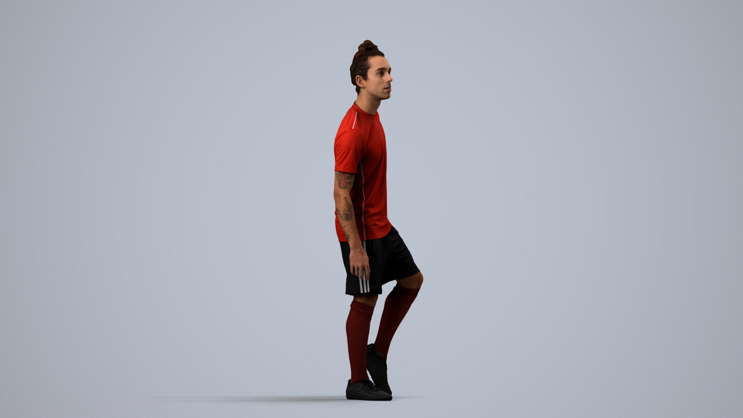 realistic 3D human man sport, archviz people FBX OBJ for Blender, side view render