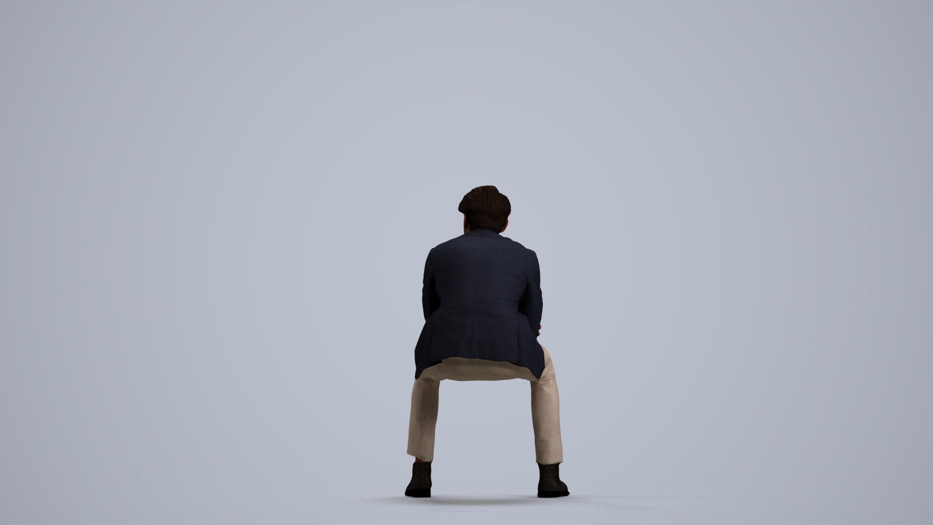 3D human model man business, photogrammetry scanned person for archviz, front view render