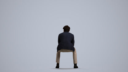 3D human model man business, photogrammetry scanned person for archviz, front view render