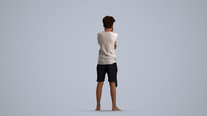 realistic 3D boy casual kids, scanned archviz people for Blender and 3ds Max, front view render