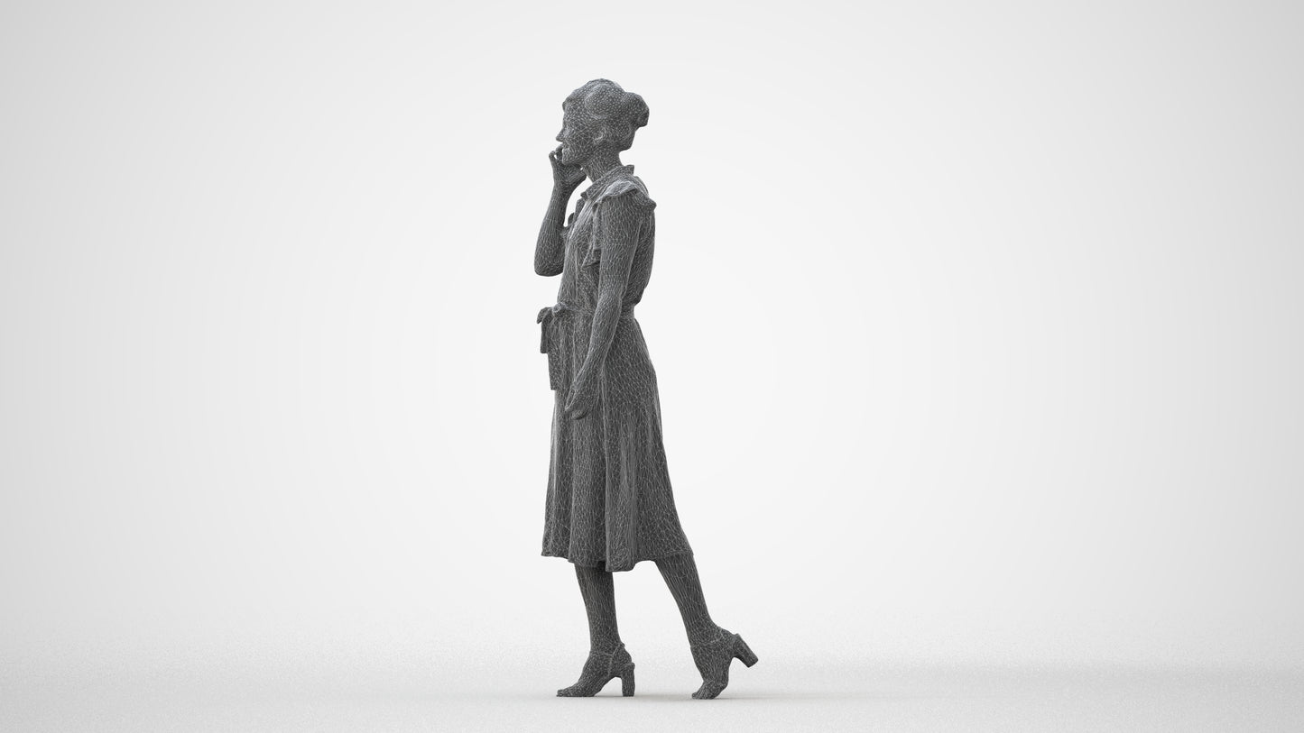 realistic 3D human woman casual walking, archviz people FBX OBJ for Blender, square thumbnail