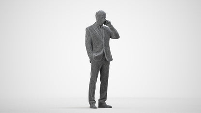 3D people model man business, scanned human for 3ds Max rendering, wireframe side view