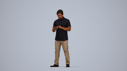 3D people model man casual standing, scanned human for 3ds Max rendering, top-down view render