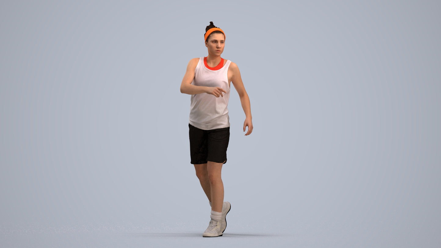 realistic 3D woman sport, scanned archviz people for Blender and 3ds Max, standing pose render
