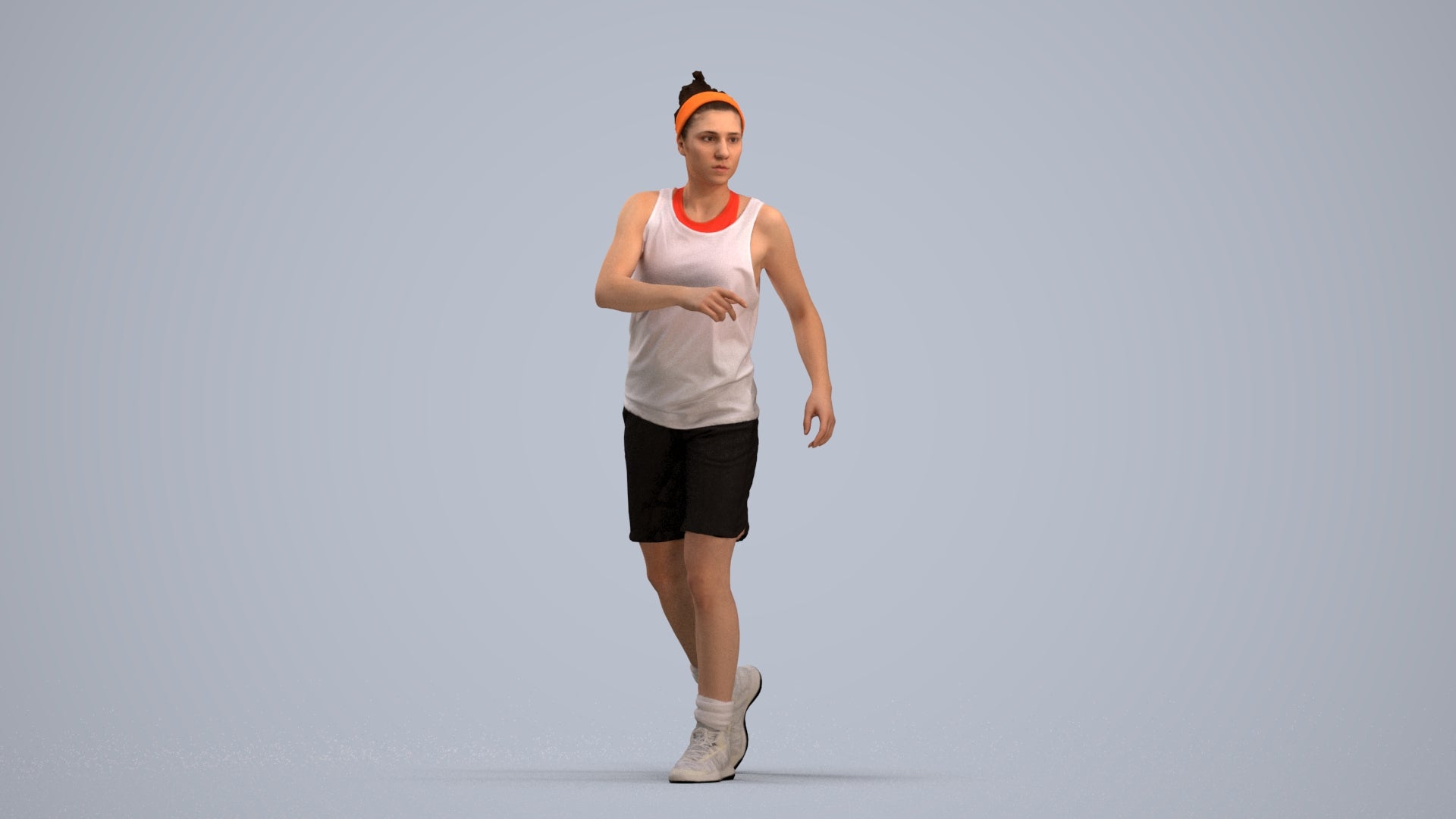 realistic 3D woman sport, scanned archviz people for Blender and 3ds Max, standing pose render