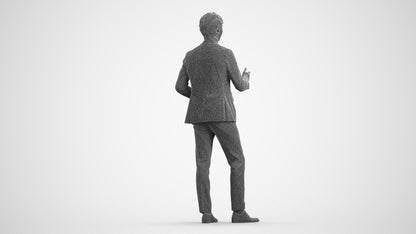 realistic 3D man business, scanned archviz people for Blender and 3ds Max, wireframe front view