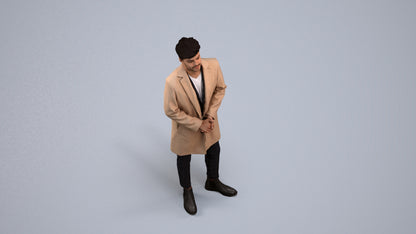 realistic 3D human man business standing, archviz people FBX OBJ for Blender, back view render