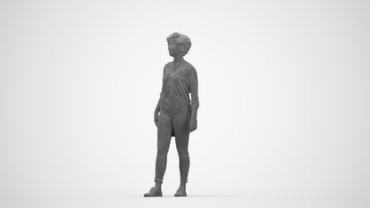scanned 3D woman casual walking, photogrammetry people for Enscape and V-Ray, wireframe back view