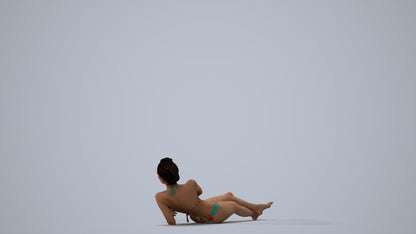 realistic 3D woman pool, scanned archviz people for Blender and 3ds Max, three-quarter view render