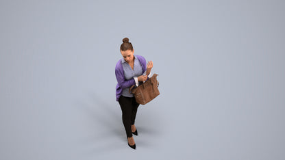 realistic 3D woman business standing, scanned archviz people for Blender and 3ds Max, back view render