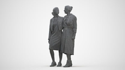 3D human model senior woman casual kids, photogrammetry scanned person for archviz, three-quarter front view render