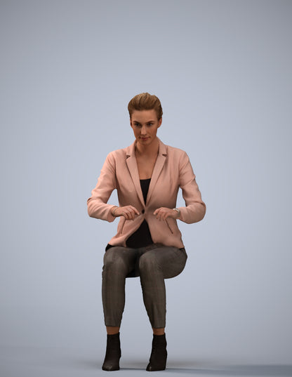 3D human model woman business, photogrammetry scanned person for archviz
