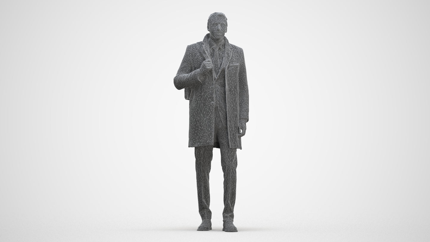 photogrammetry 3D man business, realistic human model archviz FBX, three-quarter front view render