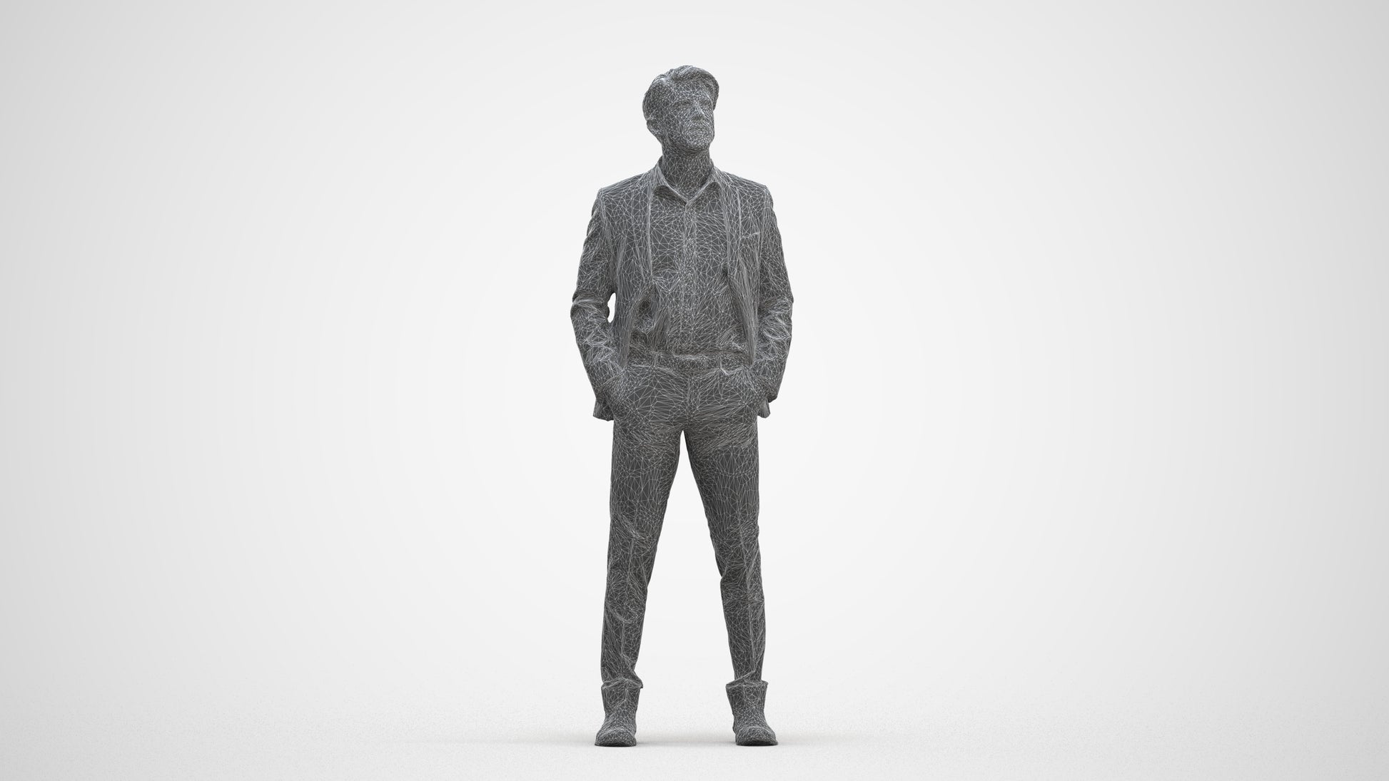 scanned 3D man business, photogrammetry people for Enscape and V-Ray, three-quarter front view render