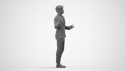 3D scanned man business, photorealistic archviz people for Enscape and SketchUp, wireframe side view