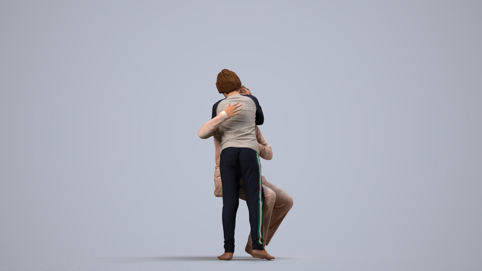 realistic 3D human girl kids, archviz people FBX OBJ for Blender, side view render
