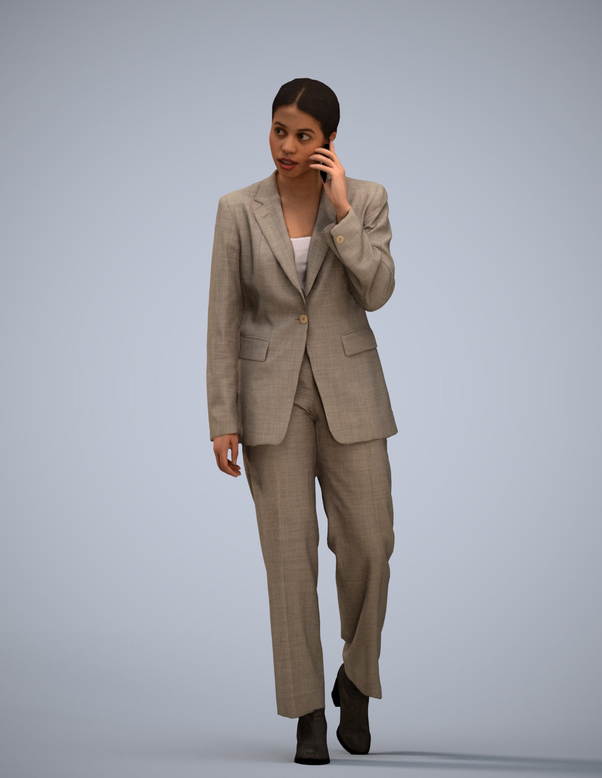 3D scanned woman walking business, photorealistic archviz people for Enscape and SketchUp