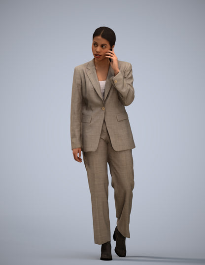 3D scanned woman walking business, photorealistic archviz people for Enscape and SketchUp