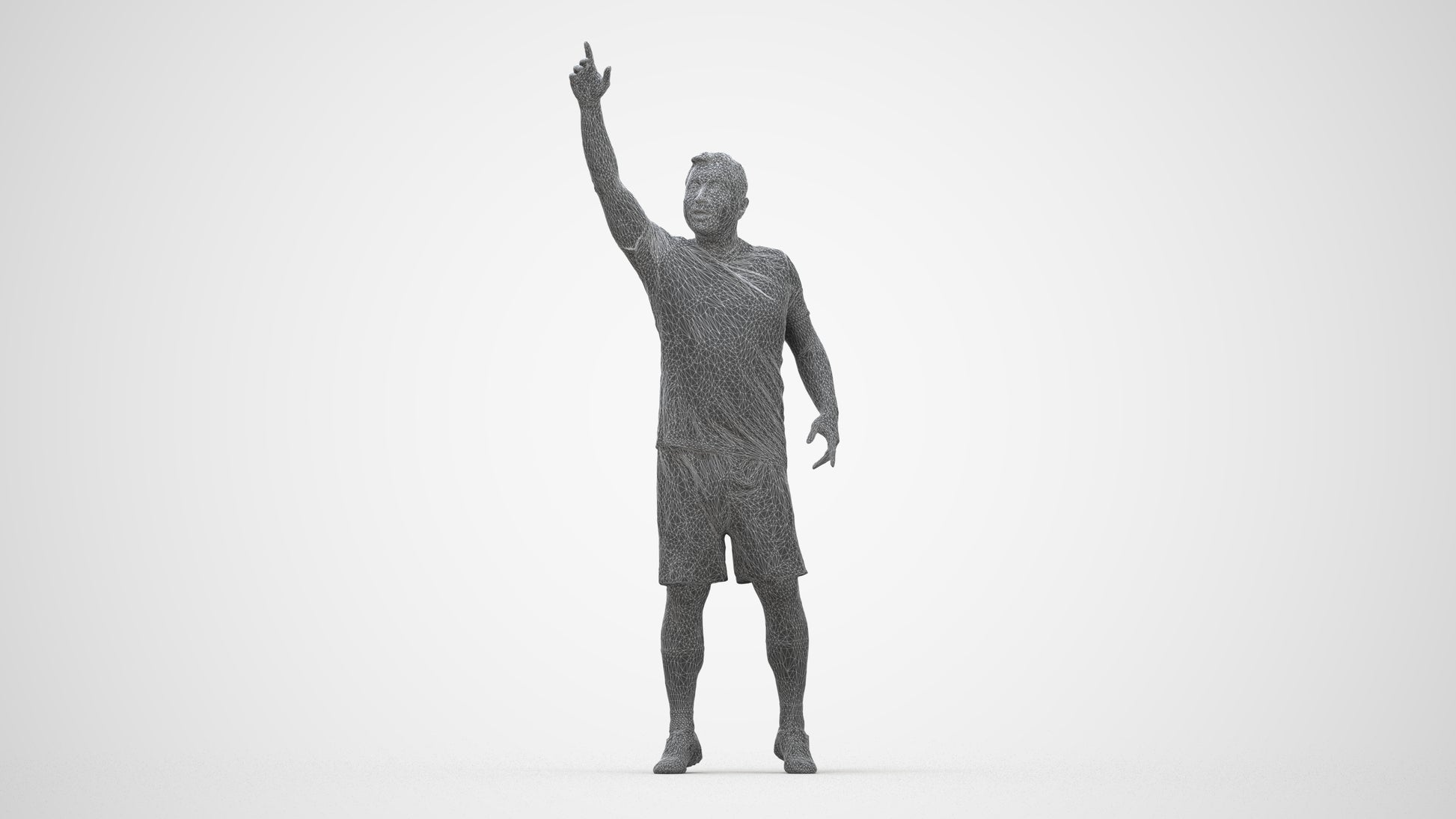 realistic 3D man sport, scanned archviz people for Blender and 3ds Max, wireframe back view