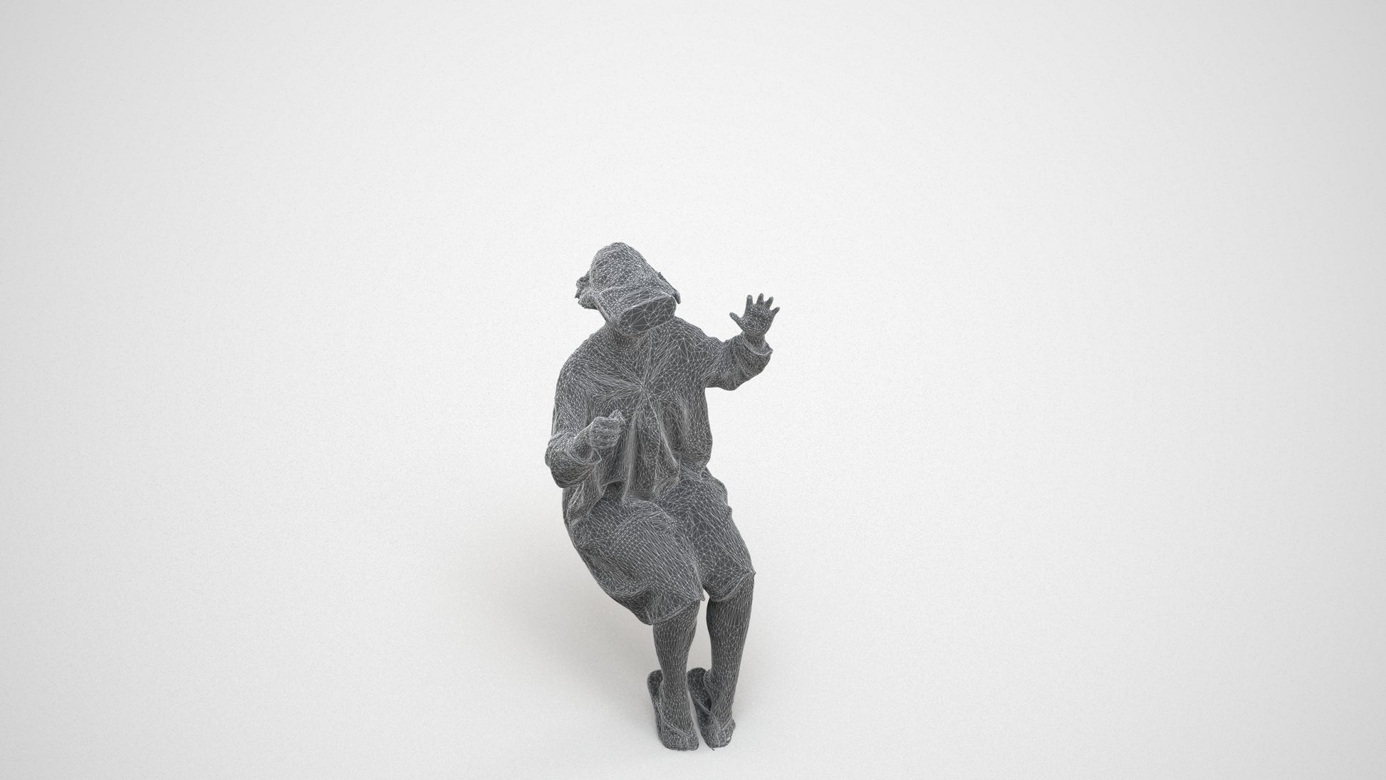 realistic 3D girl casual kids, scanned archviz people for Blender and 3ds Max, wireframe three-quarter view