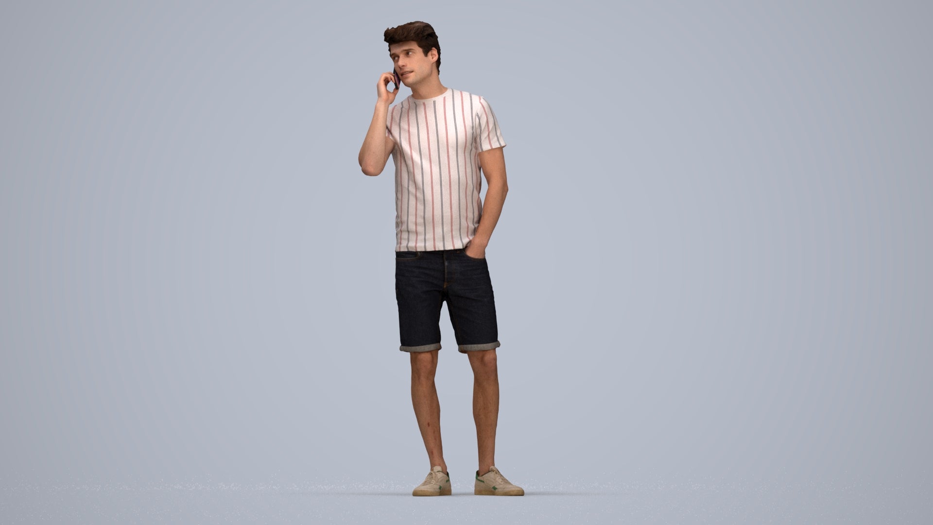 scanned 3D man casual standing, photogrammetry people for Enscape and V-Ray, top-down view render