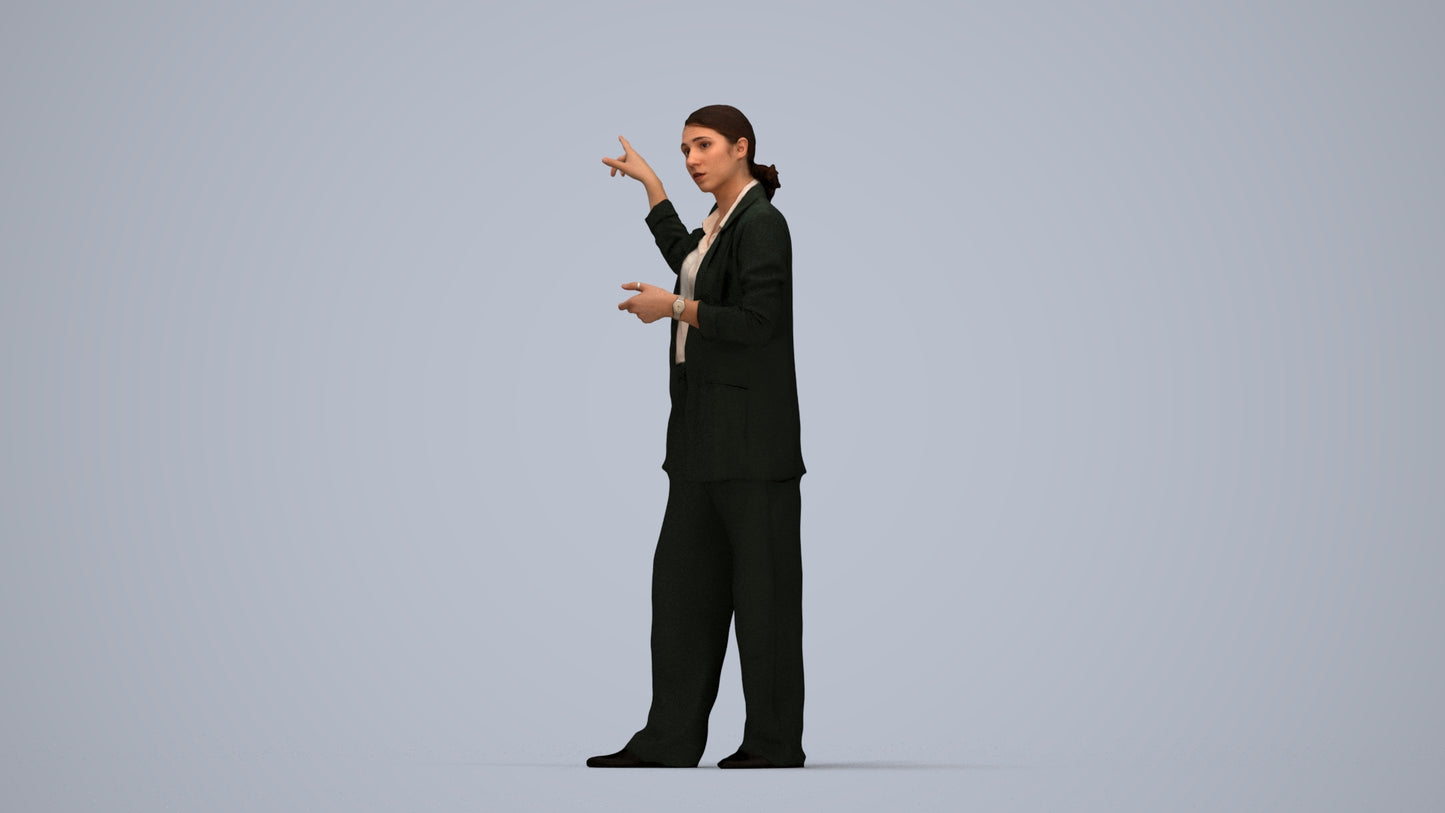 3D scanned woman business, photorealistic archviz people for Enscape and SketchUp, top-down view render