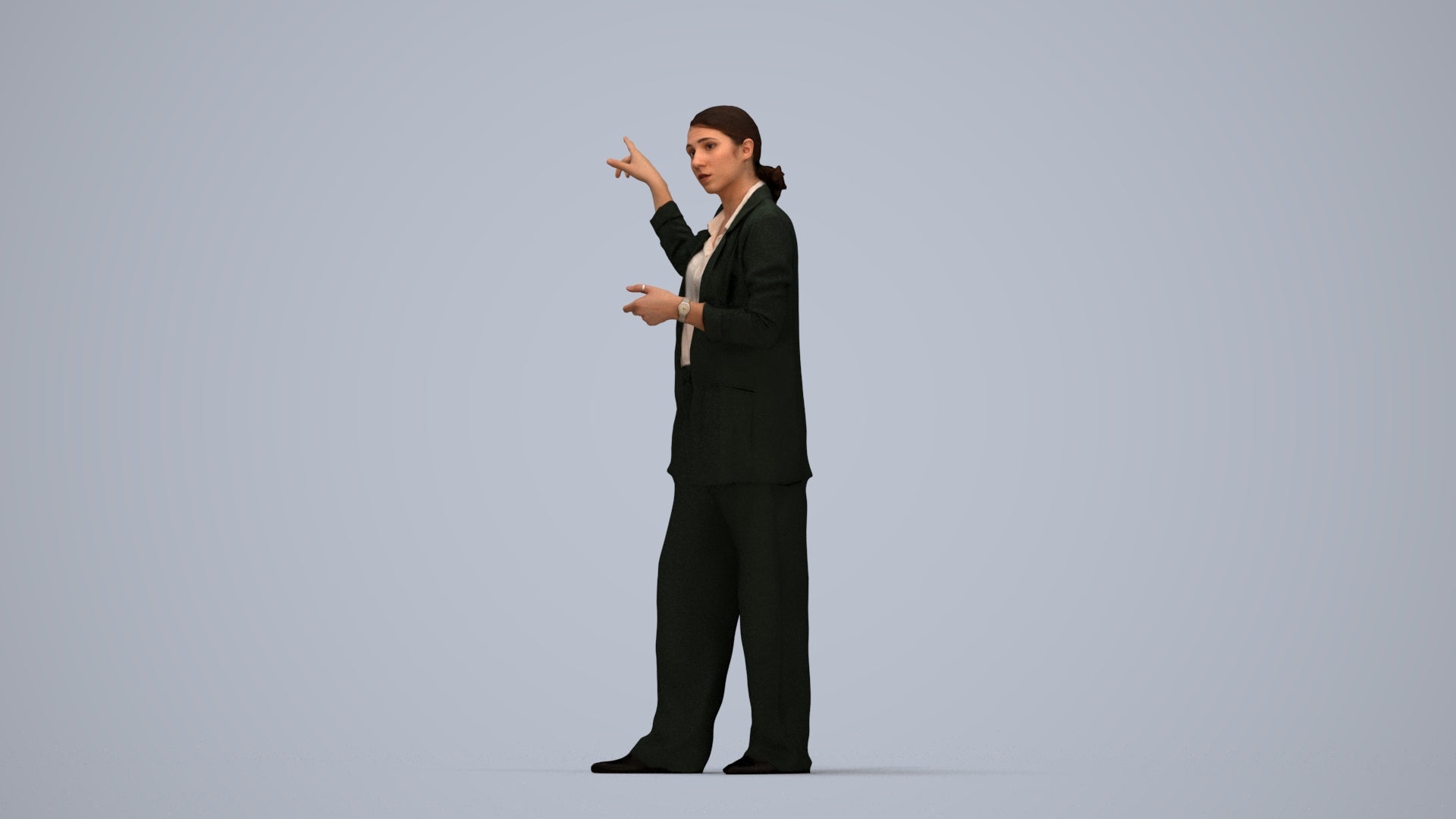 3D scanned woman business, photorealistic archviz people for Enscape and SketchUp, top-down view render