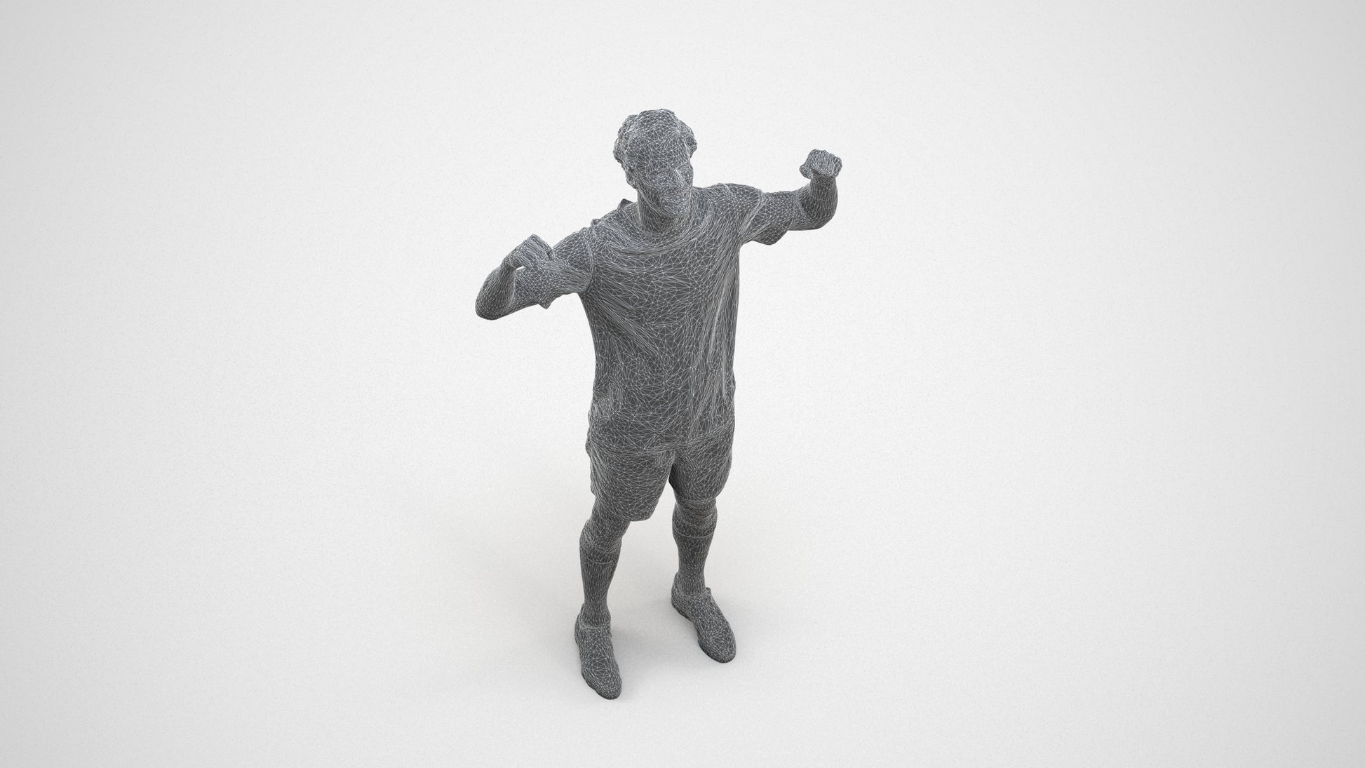 scanned 3D man sport, photogrammetry people for Enscape and V-Ray, wireframe three-quarter view