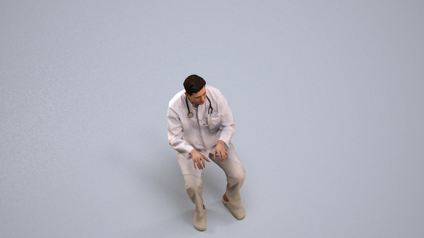 photogrammetry 3D man medical, realistic human model archviz FBX, back view render