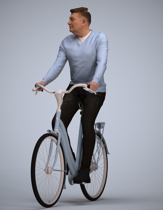 realistic 3D people man casual cycling, render-ready for V-Ray and Corona, FBX OBJ