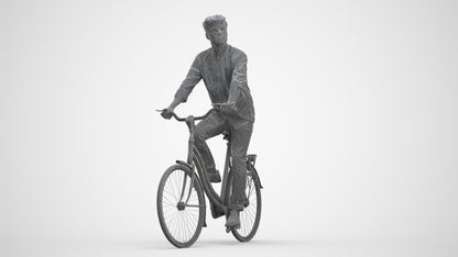 photogrammetry 3D man casual cycling, realistic human model archviz FBX, three-quarter front view render