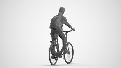 realistic 3D people girl business cycling, render-ready for V-Ray and Corona, FBX OBJ, wireframe front view