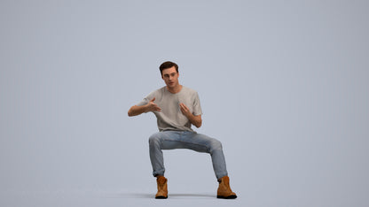 realistic 3D man casual sitting, scanned archviz people for Blender and 3ds Max, standing pose render