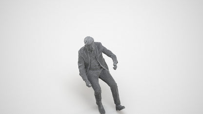 realistic 3D human man business driving, archviz people FBX OBJ for Blender, wireframe three-quarter view